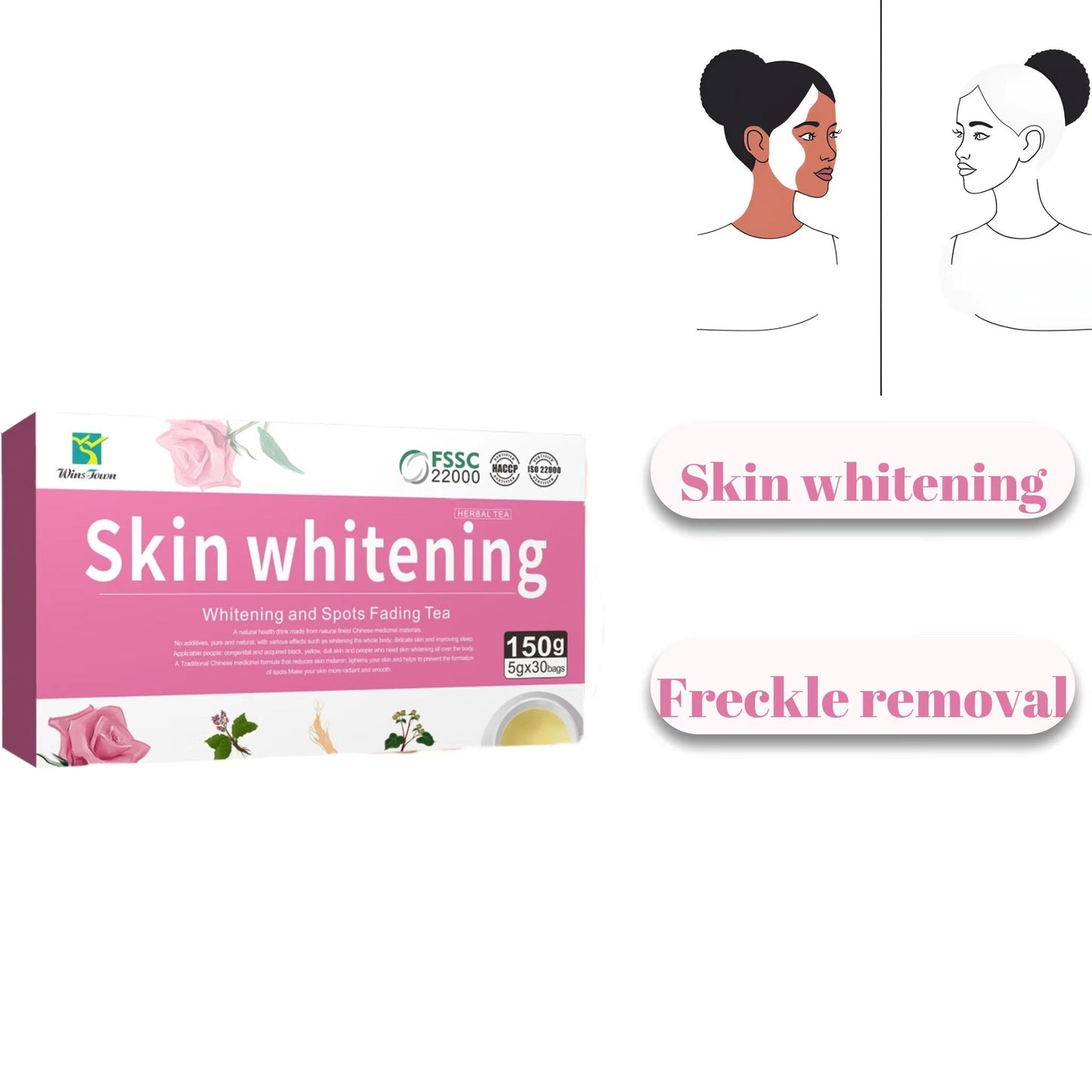 Skin whitening tea to remove acne smooth skin