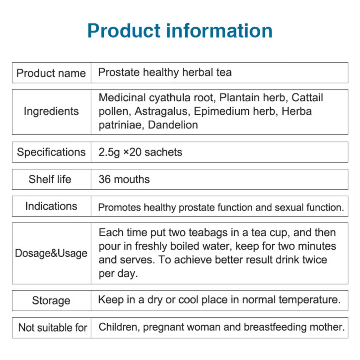 Tea of the prostate tea